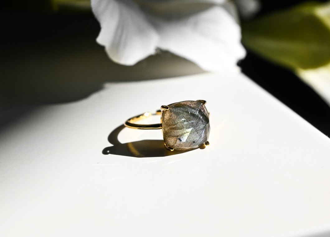 Labradorite Gold Adjustable Ring