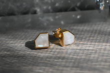 Load image into Gallery viewer, Raw Moonstone Diamond Shaped Stud Earrings
