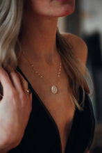 Load image into Gallery viewer, Rainbow Moonstone Teardrop Necklace with Gold and Beaded Chain
